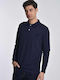 Beverly Hills Polo Club Men's Long Sleeve Blouse Polo BLUE