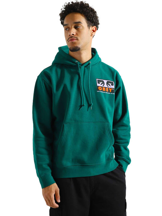 Obey Premium Men's Sweatshirt with Hood and Pockets GREEN