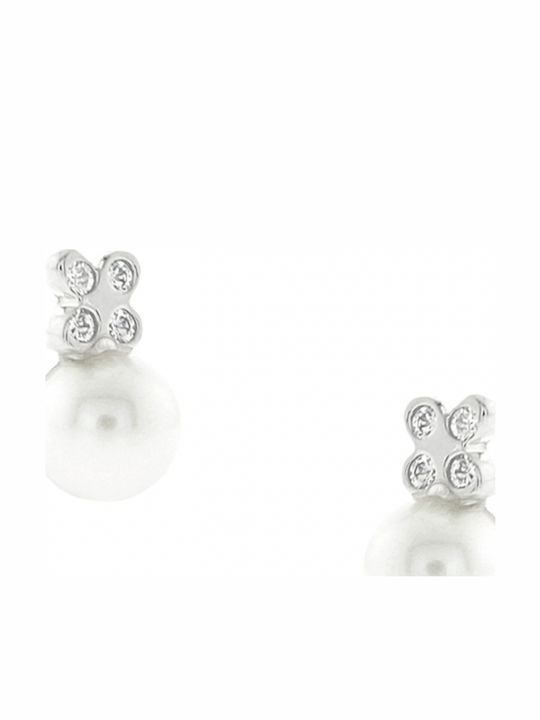 Art Ohrringe aus White Gold mit Steinen & Perlen