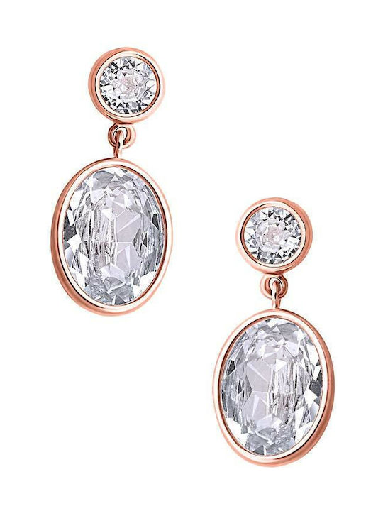 JewelStories "white Earrings Pendants made of Silver Gold Plated with Stones