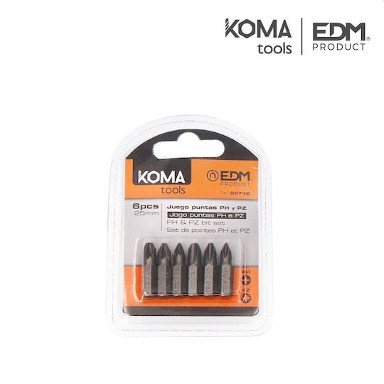 EDM Grupo Set 6 Screwdriver Bits Star/Torx / Cross