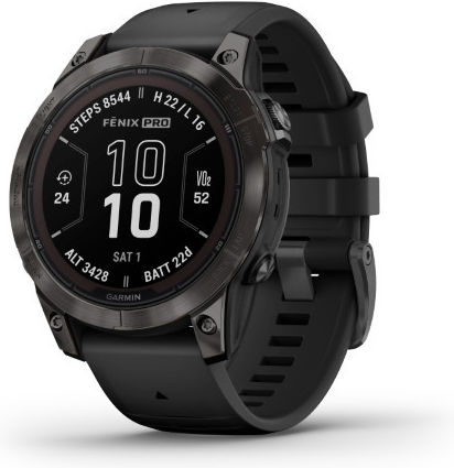 Garmin fenix 7 Pro Sapphire Solar Titan 47mm Wasserdicht Smartwatch mit Pulsmesser (Titanium Carbon Gray DLC with Black)
