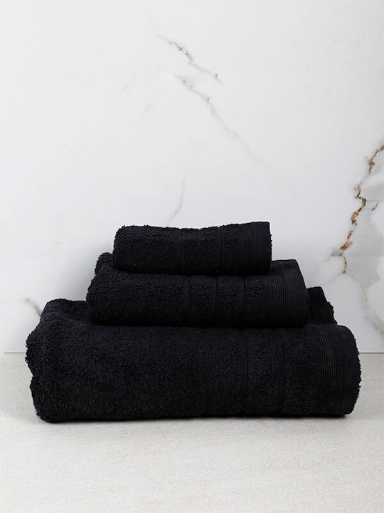 Sunshine 3pc Bath Towel Set Χίμπουρι 15 Black Weight 500gr/m²