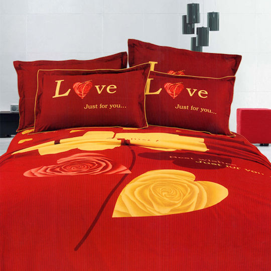 Palatex Bettdecken-Set Großes Doppelbett 220x250cm Panel 30196 Rot 3Stück