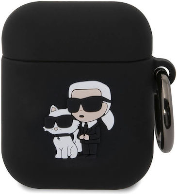 Karl Lagerfeld Karl Hülle Silikon in Schwarz Farbe für Apple AirPods 1 / AirPods 2