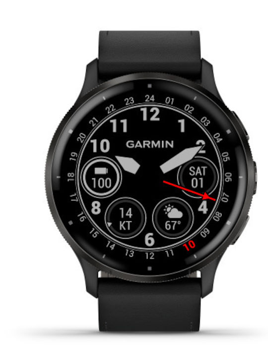 Garmin Venu 3 Stainless Steel 45mm Αδιάβροχο Smartwatch με Παλμογράφο (Slate with Black Leather)