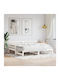 Καναπές Κρεβάτι Μονό από Μασίφ Ξύλο Λευκός με Τάβλες για Στρώμα 90x200cm