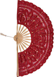 Silk Fashion Handgefertigte Βεντάλια Rote 22cm