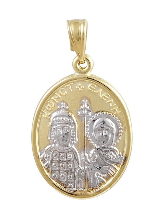 PALAIOLOGOS Pendant Kids Talisman Double Sided Constantine from Gold 9K ΚΩ000098