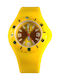Dwatch Мъжки часовник на батерия с жълт каучук каишка