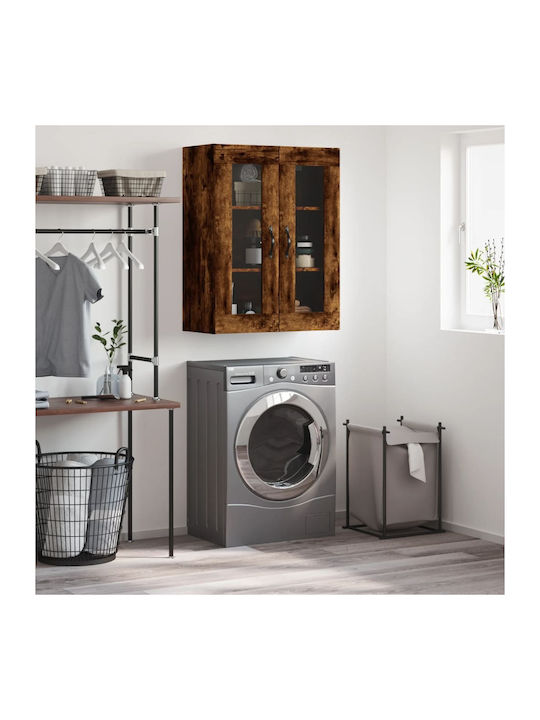 Wand Wohnzimmer Vitrine aus Spanplatte mit Glas...