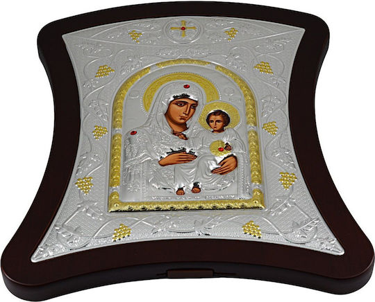 Mertzios.gr Heiligenikone der Panagia von Jerusalem Silber 25x28cm