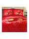 Palatex Duvet Cover Set Cotton Satin Queen with 2 Pillowcases 220x240 Red