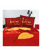 Palatex Duvet Cover Set Cotton Satin Queen with 2 Pillowcases 220x240 Red