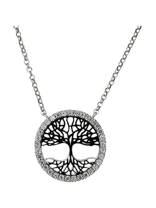 JewelStories Halskette Baum aus Silber mit Zirkonia