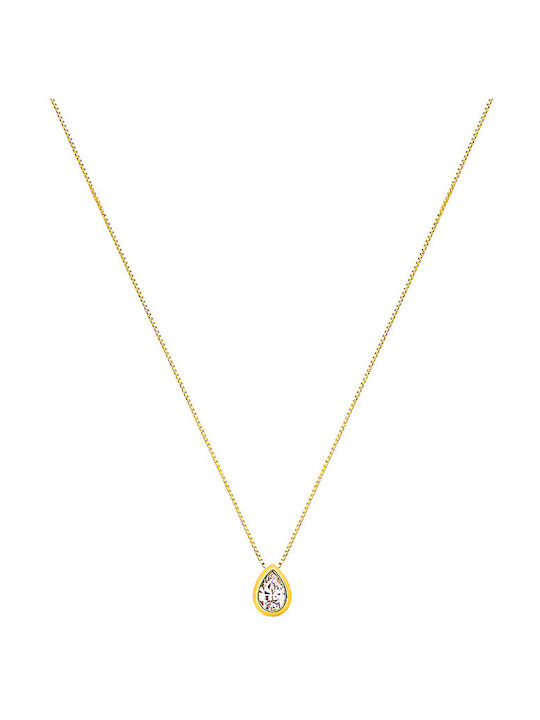 JewelStories Halskette mit Design Träne aus Vergoldet Silber mit Zirkonia