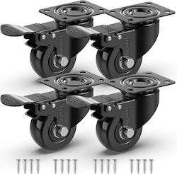 Plastic Furniture Wheel with Black Wheels 5x5cm 4 Pieces