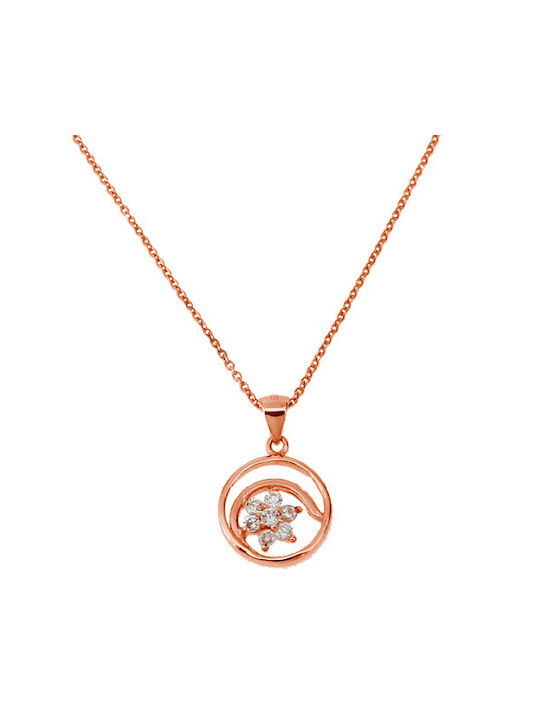 Xrisokosmima Necklace from Rose Gold Plated Silver with Zircon