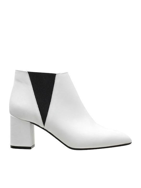 Leder Damen Knöchelstiefel Weiß