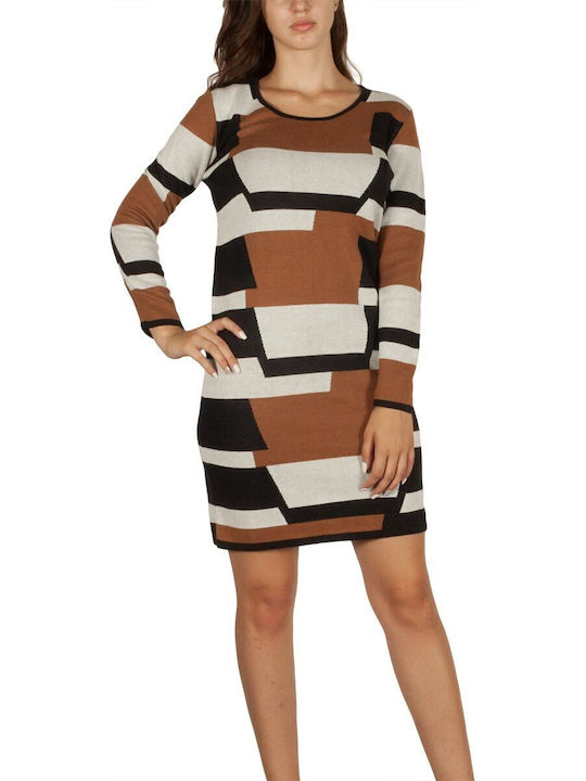 Rochie Mini Tricotată Maro