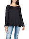 Aggel Damen Langarm Pullover Schwarz