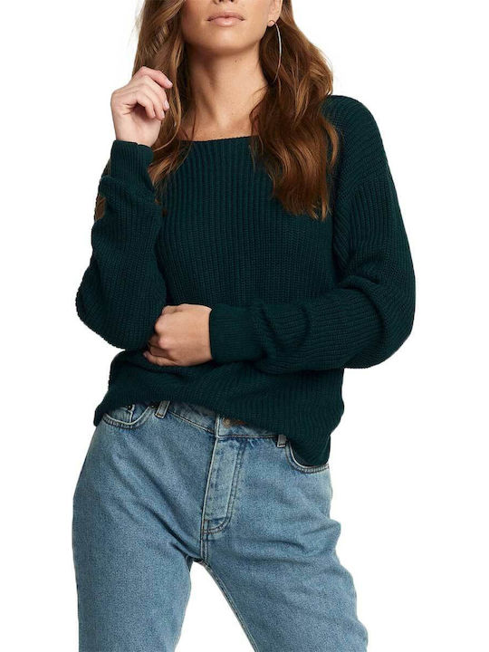 Rut & Circle Women's Long Sleeve Sweater Cotton with V Neckline Green