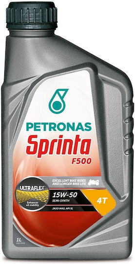 Petronas Semi-synth F500 15W-50 Ημισυνθετικό Λάδι Μοτοσυκλέτας για Τετράχρονους Κινητήρες 1lt