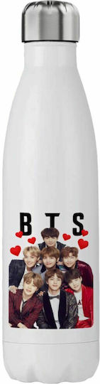 Koupakoupa Bts Hearts Μεταλλικό Μπουκάλι Θερμός Ανοξείδωτο 750ml Λευκό