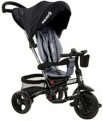 Kikka Boo Kids Tricycle Convertible, With Storage Basket, Sunshade & Push Handle for 12+ Months Black