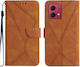 Stitching Embossed Wallet Καφέ (Motorola Edge 40 Neo)