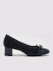 Leder Pumps mit flachem Absatz Blau