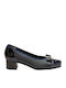 Leather Blue Low Heels