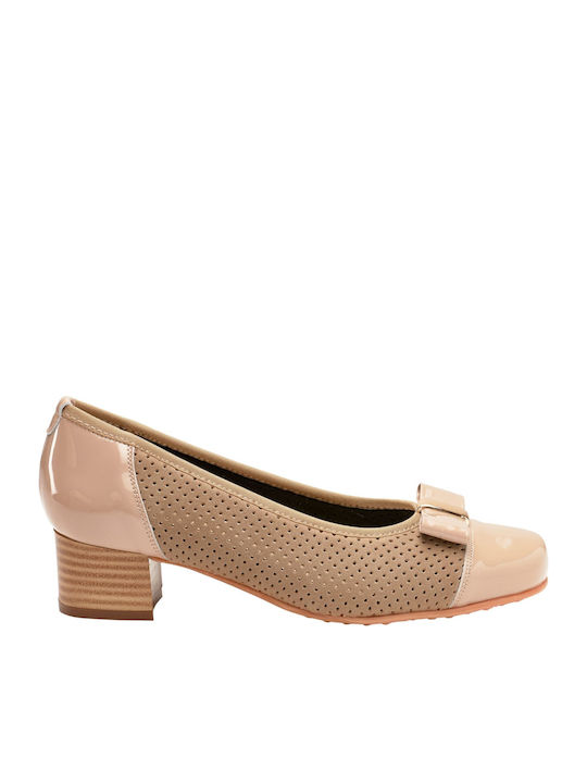 Soffice Sogno Leder Pumps mit flachem Absatz Beige