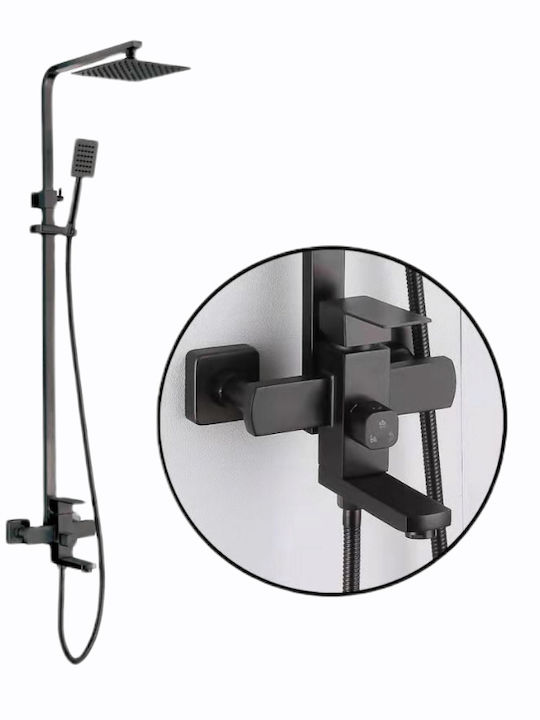 P307 Adjustable Shower Column with Mixer Black