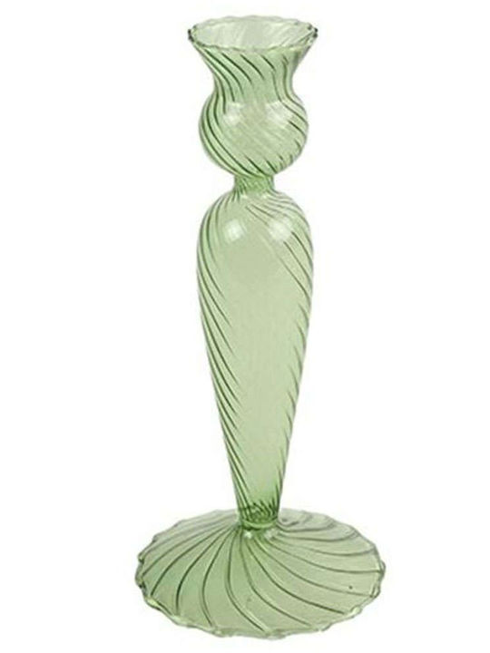 Atmosphera Perlita Glass Candle Holder in Green Colour 8.5x18x18cm