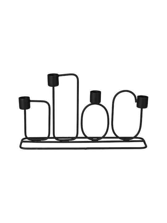 K-m Black Candle Holder Metal in Black Color 27x7x15cm 1pcs