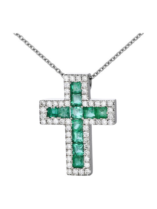 White Gold Cross 18K with Chain