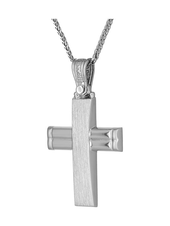 Triantos Men's White Gold Cross 14K