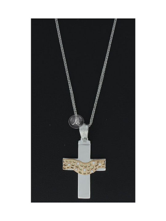 Triantos White Gold Cross 14K with Chain