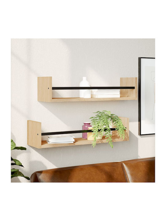 Sonoma Oak Wall Shelves (2 Pieces) 60x16x14cm