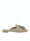 Flat Δερμάτινα Mules Taupe