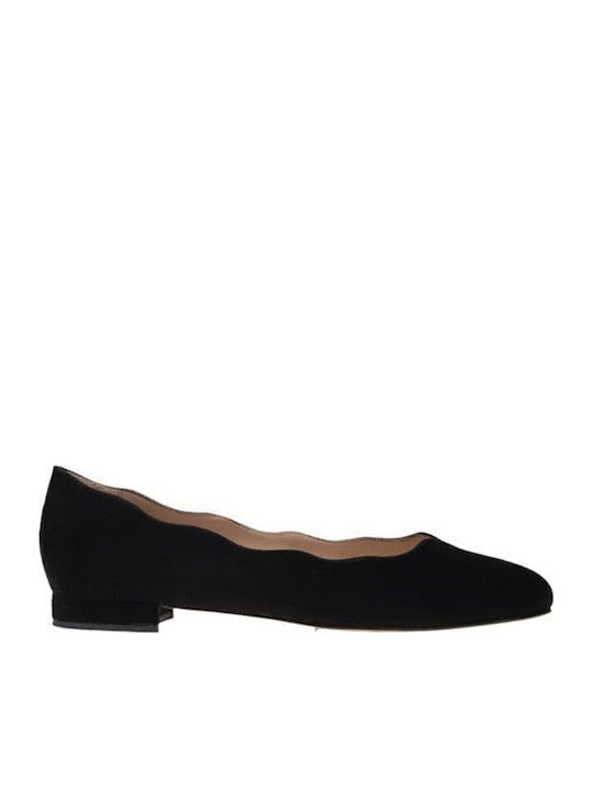 Lederne Damen Ballerinas in Schwarz Farbe