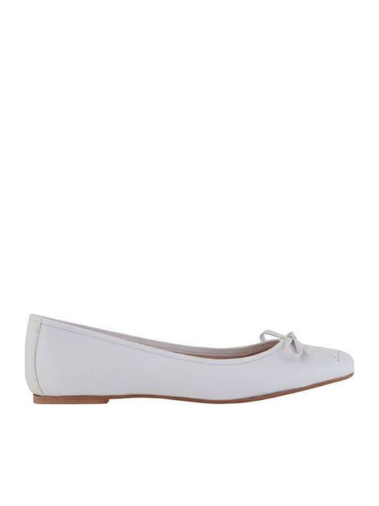 Lederne Damen Ballerinas in Weiß Farbe