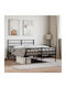 Double Metal Bed Black with Slats for Mattress 135x190cm