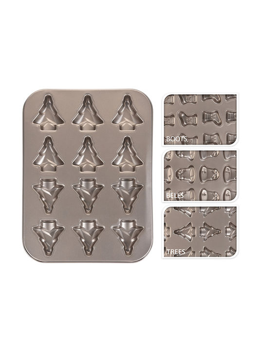 Bells Christmas Sweets Pan/Mold Metallic Silver L34.5xW26xD2cm.