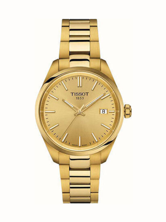 Tissot Womens Watch 34mm Battery With Gold Stainless Steel Bracelet