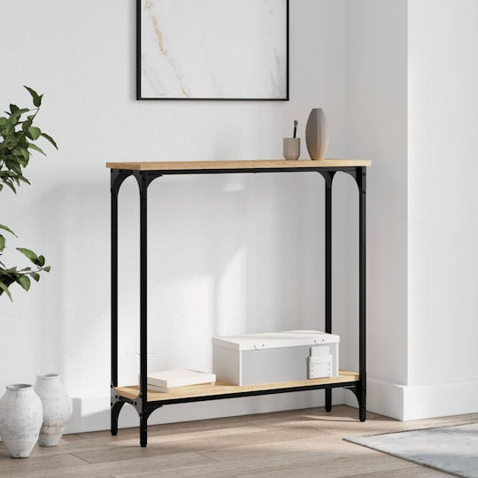Console Table Wood & Metal Sonoma Δρυς L75xW22.5xH75cm