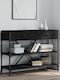 Console Table Wood & Metal Black Velvet-Black Metal L100xW34.5xH75cm
