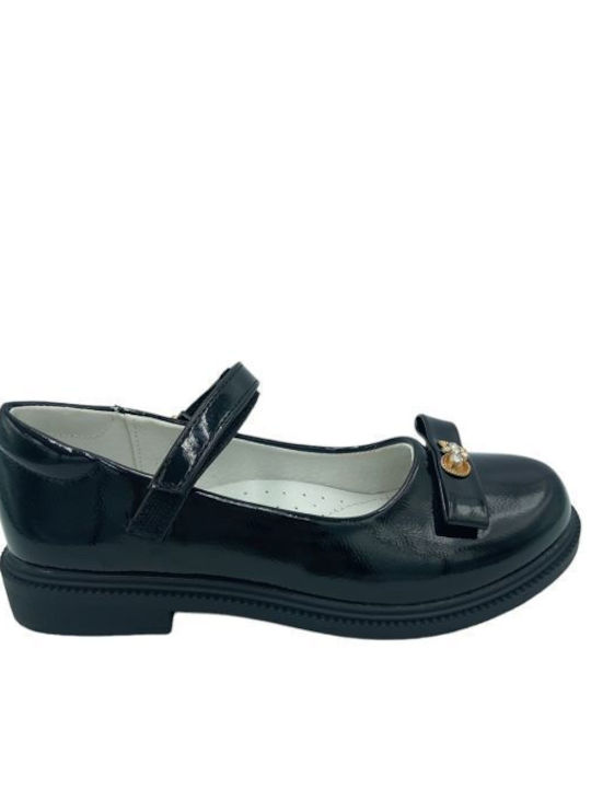 Adam's Shoes Balerini copii with Elastic Strap Synthetic Leather Black