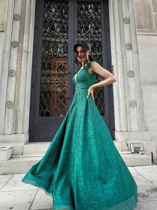 Summer Maxi Dress for Wedding Christening Green 10155 005